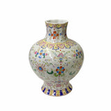 Chinese White Base Porcelain Hand-painted Flower Color Graphic Vase ws1828S