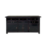 Chinese Black Lacquer 7 Drawers Sideboard Buffet Credenza Table Cabinet cs7507S