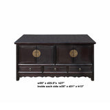 Chinese Dark Brown Stain Low TV Console Table Cabinet cs7123S