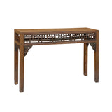 Chinese Brown Wood Geometric Pattern Carving Apron Side Altar Table cs7240S