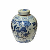 Chinese Oriental Small Blue White Birds Flowers Porcelain Ginger Jar ws1857S
