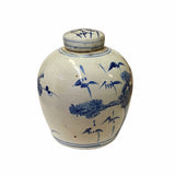 Chinese Oriental Small Blue White Flower Tree Porcelain Ginger Jar ws1868S