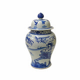 Chinese Blue White Porcelain People Scenery Graphic Temple Jar ws1786S