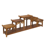 Brown Wood Bridge Step Shape Table Top Curio Display Easel Stand ws2683S
