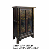 Chinese Vintage Distressed Color Scenery Graphic Dresser Cabinet cs7064S
