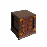 Chinese Distressed Brownish Red Dragon Graphic Trunk Box Chest ws1880S