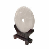 Chinese Natural Stone Round White Fengshui Plaque Display ws1839S