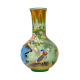 Chinese Light Green Color Flower Birds Graphic Peking Glass Vase ws1879S