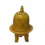 Chinese Yellow Mustard Rustic Ceramic Ding Incense Burner Display ws1801S