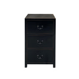 Oriental Contemporary Black Lacquer 3 Drawers End Table Nightstand Cabinet cs7494S