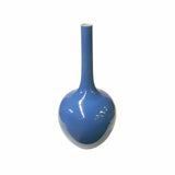 Oriental Midnight Blue Glaze Porcelain Plain Long Neck Vase ws1835S