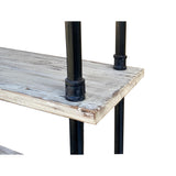 Cream White Rustic Wood Bookcase with Metal Bar Support for Statue and Vase Display as Room Divider in Home Deco cs7320S