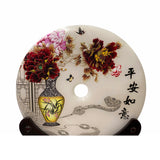Chinese Natural Stone Round Flower Vase Ru Yi Graphic Display ws1840S