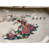 Chinese Off White Porcelain Flower Birds Rectangular Display Plate ws1819S