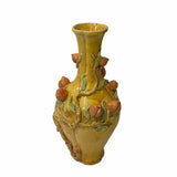 Handmade Chinese Ceramic Distressed Yellow Peach Theme Vase ws1769S