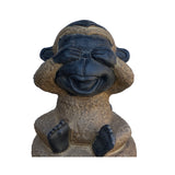 Black Gray Brown Two Colors Stone Monkey Ape See No Evil Figure cs7115S