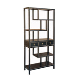 Oriental Black Lacquer Two Sided Display Curio Cabinet Room Divider cs7390S