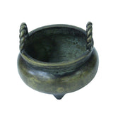 Vintage Chinese Bronze Tripod Incense Burner – Traditional Censer with Twisted Rope Handles ws1224S