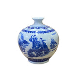 Chinese Oriental Blue White Porcelain Graphic Scenery Vase ws2702S