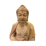 Rustic Wood Sitting Gautama Amitabha Shakyamuni Buddha Statue ws2734S