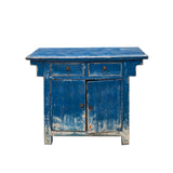 Chinese Oriental Distressed Bright Blue Credenza Side Foyer Table cs7492S