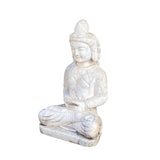 Vintage Distressed White Marble Stone Sitting Tara Bodhisattva Statue cs7378S