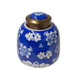 Oriental Handmade Blue White Porcelain Metal Lid Container Urn ws1711S