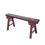 Vintage Oxblood Red Rural Village Rustic Slim Wood Seating Bench cs7322S