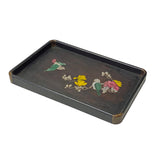 Chinese Rectangular Mother of Pearl Flower Birds Theme Wood Tray ws1876S