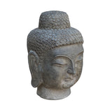 Oriental Distressed Gray Stone Buddha Amitabha Shakyamuni Head Statue cs7120S