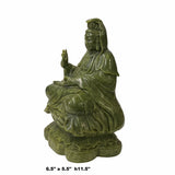 Oriental Green Stone Carved Guan Yin Tara Bodhisattva Avalokitesvara Statue ws1795S