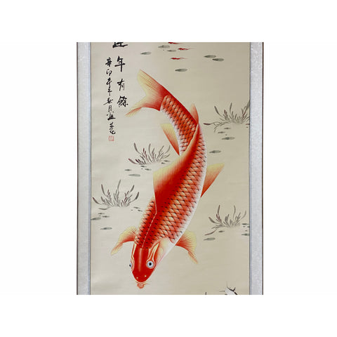 Chinese Fengshui Koi Fish Color Ink Scroll Painting Quality Wall Art ws1887S Chinese Fengshui Koi Fish Color Ink Scroll Painting Quality Wall Art ws1887S