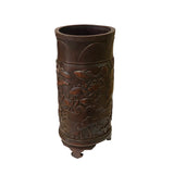 Chinese Bamboo Lotus Flower Leaves Carving Brush Pen Holder / Pot ws2242S