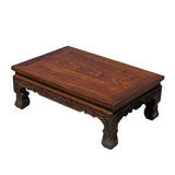 Brown Rosewood Oriental Scroll Carving Rectangular Display Table Stand ws2127S
