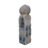 Chinese Distressed Gray Stone Carved Buddhas Display Pole Statue cs7204S
