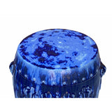 Chinese Mixed Blue Round Lotus Clay Ceramic Garden Stool Table cs7061S