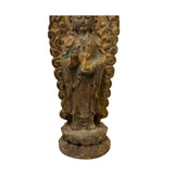Chinese Rustic Wood Bodhisattva Kwan Yin Tara Standing Buddha Statue ws2736S