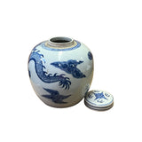 Chinese Hand-paint Fengshui Dragon Blue White Porcelain Ginger Jar ws2815S