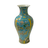 Chinese Porcelain Blue Base Fengshui Animals Graphic Decor Vase ws2535S