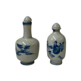 2 x Chinese Porcelain Snuff Bottle With Blue White Scenery Graphic ws2786S