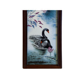 Chinese Wood Frame Porcelain Color Swans Painting Wall Plaque ws1954AS