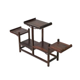 Dark Brown Wood Step Shape Table Top Curio Display Easel Stand ws2907S