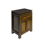 Rustic Olive Green Mustard Yellow Floral Graphic End Table Nightstand cs7349S