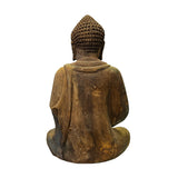 Rustic Wood Sitting Gautama Amitabha Shakyamuni Buddha Statue ws2734S