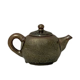 Chinese Jianye Clay Metallic Bronze Black Glaze Decor Teapot Display Art ws2670S