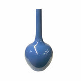 Oriental Midnight Blue Glaze Porcelain Plain Long Neck Vase ws1835S
