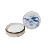 Chinese Blue White Porcelain Prawn Graphic Round Box Display ws2016S