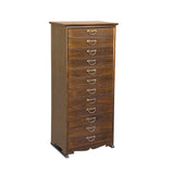 Oriental Chinese Brown 12 Drawers Slim File Storage Cabinet cs7434S