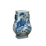Chinese Blue White Porcelain Small Oriental Scenery Theme Vase ws2982S