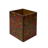 Handmade Red Multi-Layer Lacquer Abstract Pattern Wood Holder Box ws2025S